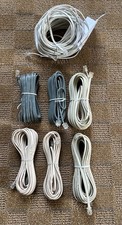 Lot of 7 Telephone Extension Cord Phone Cable Wire Line w/Connectors, 25-52 ft