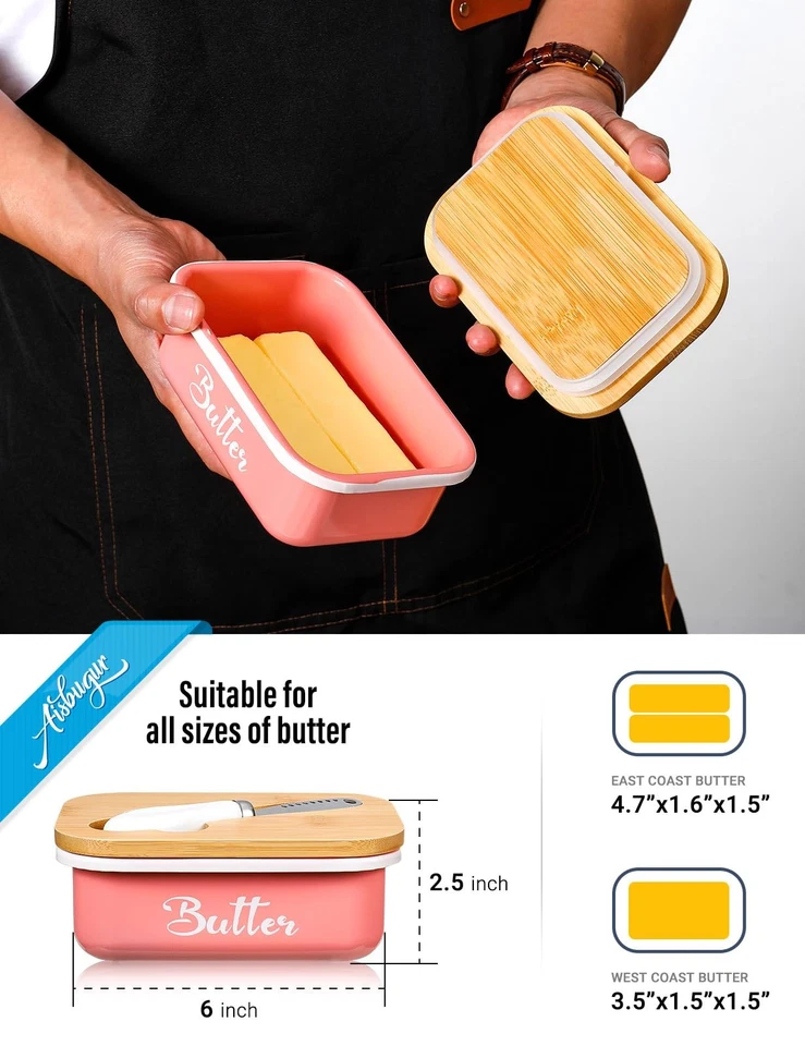 Butter Dish, Butter Dish with Lid for Countertop,Metal Butter Keeper with Sta... - Image 2 of 4