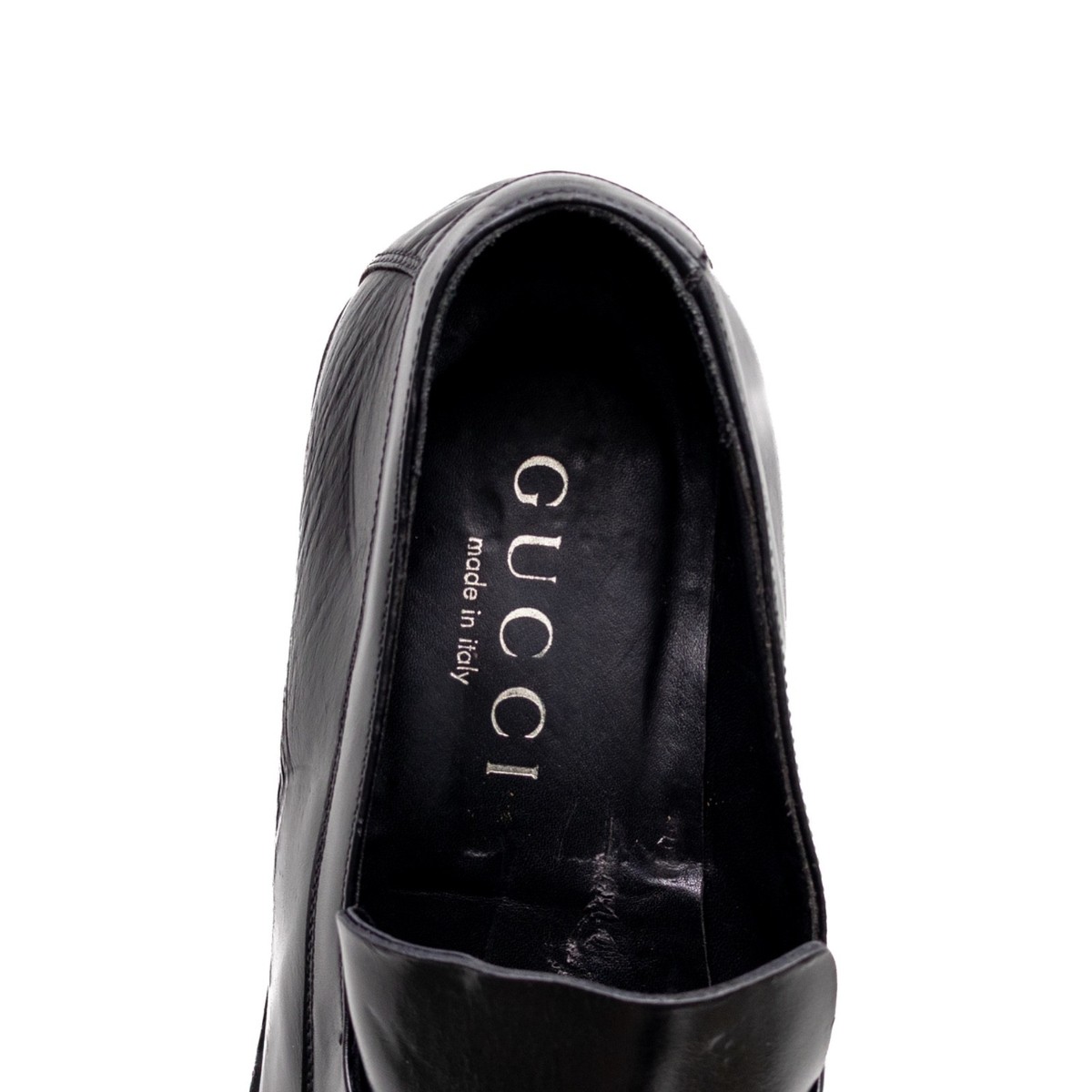 Gucci Tom Ford Era Black Leather Cross Strap Dress Loafers Mens US