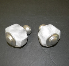 Waverly Curtain Rod Finials Marbled Silver fits 3/4 Rod One Pair NEW