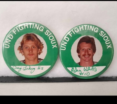 #ad North Dakota Fighting Sioux Autograph Craig Ludwig Glen White UND Button Hockey $59.00