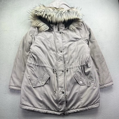 M&Co Women’s Reversible Padded Coat UK 18 Mink Beige Grey Black Hooded Pockets - Image 1 of 4