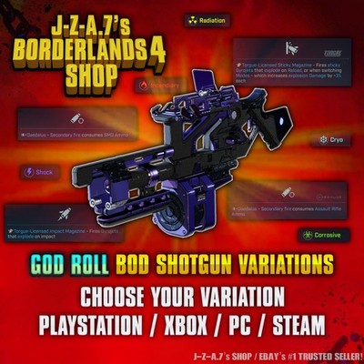 Borderlands 4 GOD ROLL BOD SHOTGUN CERAMIC TORGUE BL4 ITEMS, GEAR  PC-PS-XBOX 
