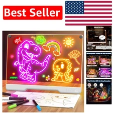 Portable Neon Light-Up Drawing Pad – 16-Inch with Built-In Stand & Markers