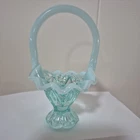 Fenton Glass  Blue Opalescent  Mini Basket~4½"