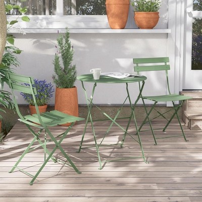 Patio Bistro Set 3 Stück 2 Stühle 1 Tisch Stahl 60