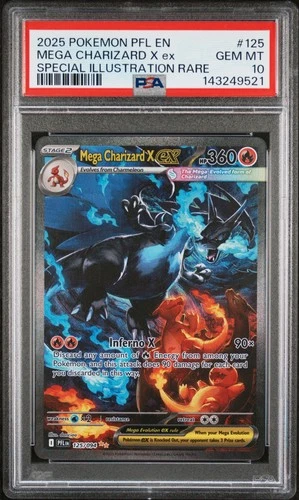 2025 POKEMON PFL EN-SPECIAL ILLUSTRATION RARE #125 MEGA CHARIZARD X EX PSA 10