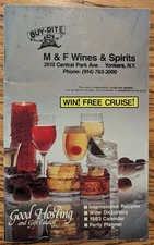 1983 Vintage Bar Book M&F Wined & Spirits Yonkers, NY with a 1983 Calendar