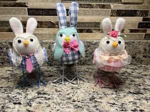 Lot 3 Featherly Friends Walmart Walgreens Michaels Fabric Birds Easter Bunnies!