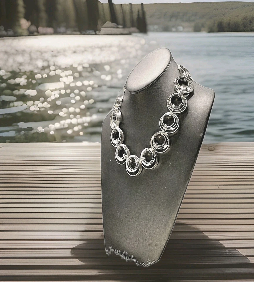 Impresionantes anillos en tono plata RLM Soho en anillos collar de 10" L + pendientes de 2,5" L Foto 2 de 4