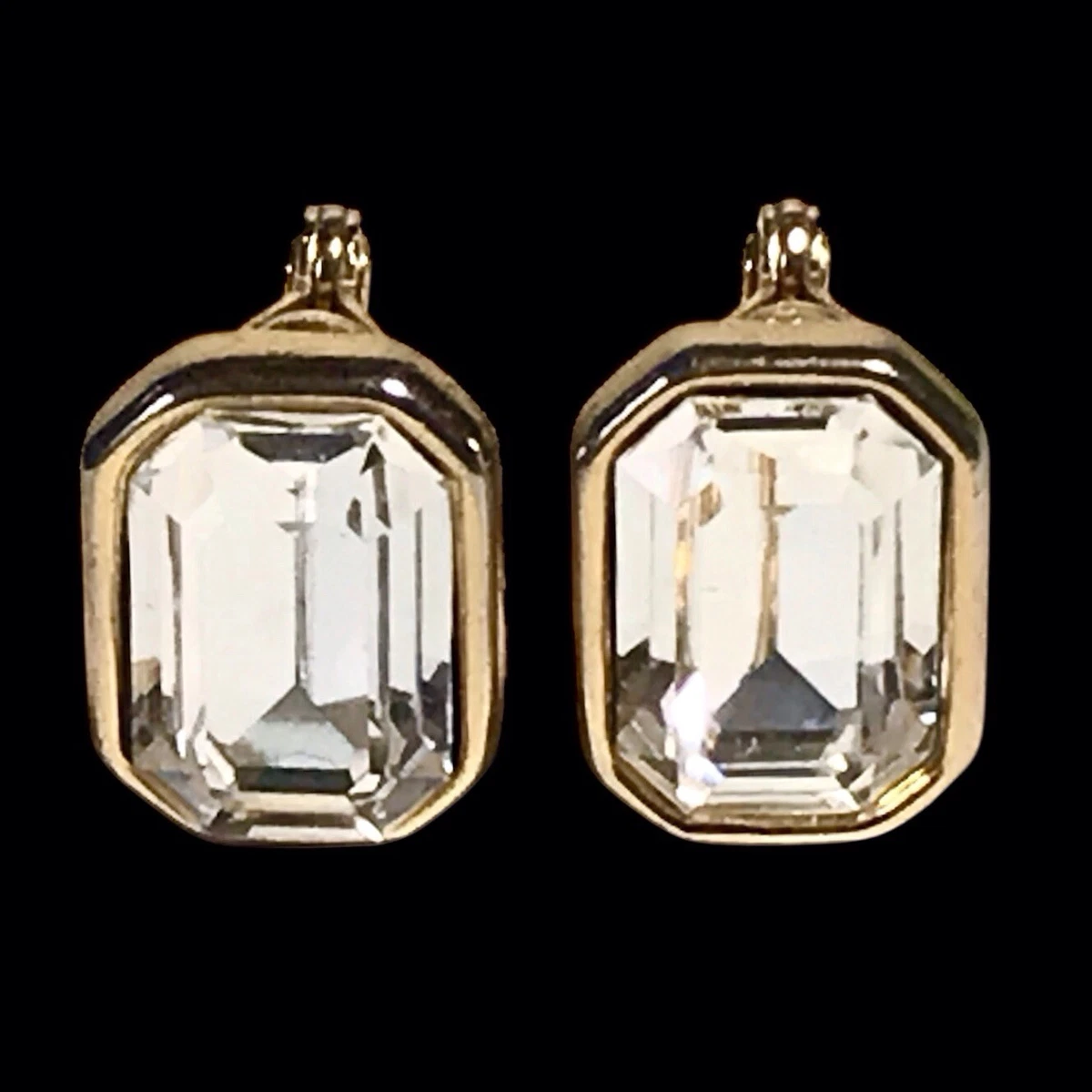 Boucles D'oreilles Vintage Monet à Clips - Ornées De Cristaux - Haute Couture - Occasion