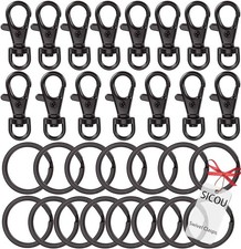 30PCS Keychain Hooks with Key Rings Swivel Clasps Lanyard Snap 1.5INCH, Black