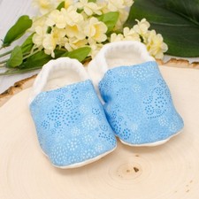 Blue White Soft Sole Baby Shoes - 3-6 Months - Crib Booties New Walker