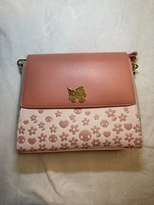 Loungefly Sanrio Kuromi & My Melody Pink Floral Skulls Crossbody Flap Purse Bag - Image 1 of 4