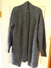 Women s Knit Open Front Cardigan Sweater Gray Solid Long Sleeve Acrylic S