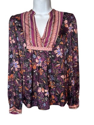 Current Air Anthropologie blouse XS Boho Hippie Peasant Cottagecore Floral