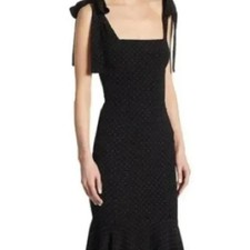 ALEXIS Pauline Black White Polka Dot Shoulder Tie Mini Dress Size S