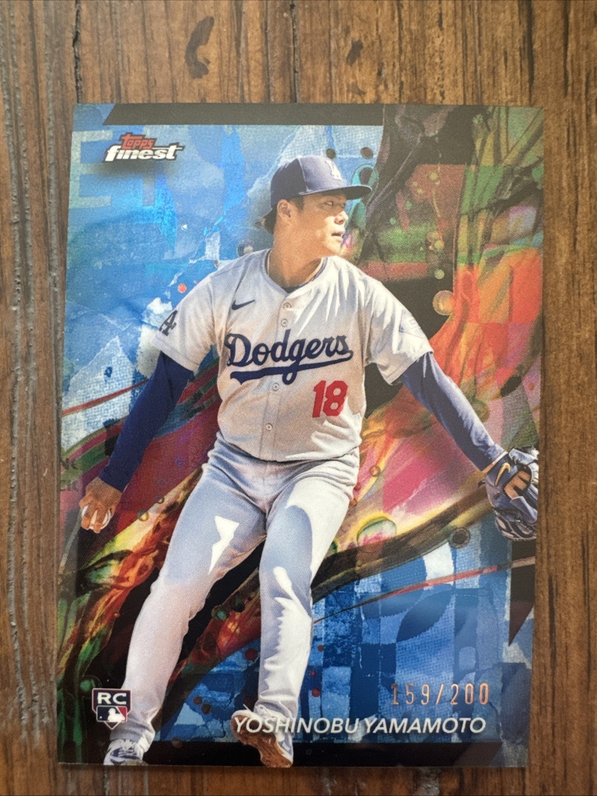 2024 Topps Finest - Common Yoshinobu Yamamoto #50 Blue Refractor /200 (RC)