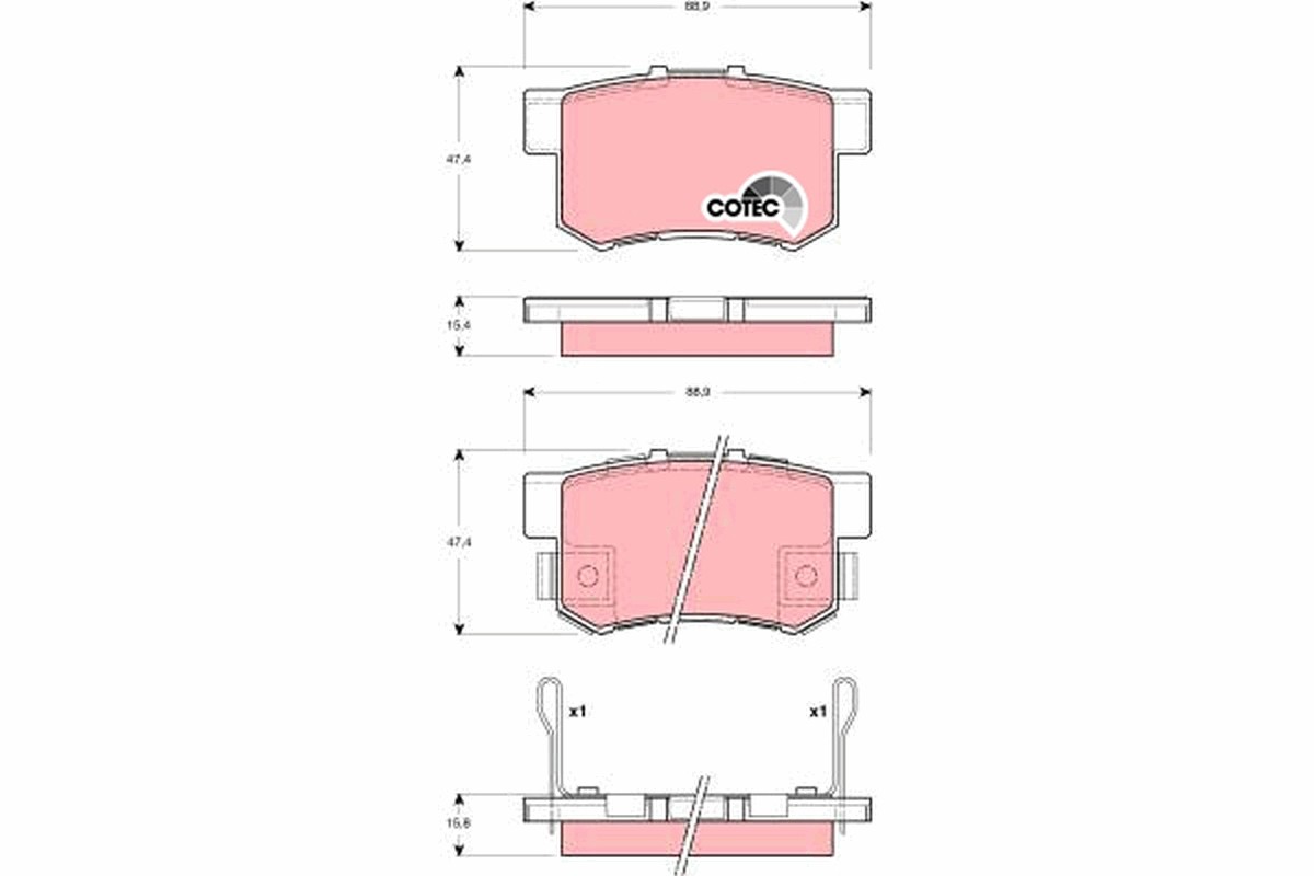 Rear TRW-OE GDB3269 Brake Pad Set, disc brake for ACURA,HONDA,HONDA (GAC)