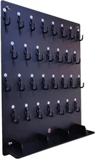 Matte Black with Tray Acrylic Key Hooks Board with 30 Hooks, Key Tags and 3 Stor