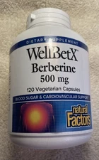 Natural Factors WellBetX Berberine Vitamin 120 Capsules Exp 01/2027