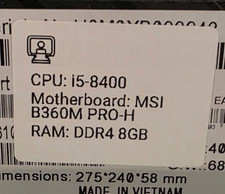 Intel Core i5 8400, MSI B360M Pro-VH, 8GB Corsair RAM - Parts for Gaming PC
