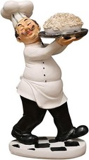 Chef Figurine for Kitchen Decor Italian Chef Holding A Plate of Pasta Figurin.
