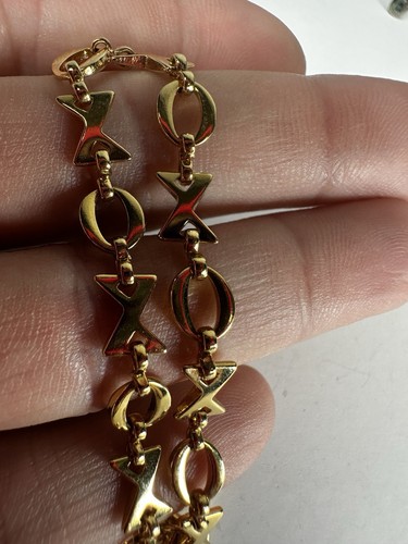 Vintage Bracelet Chain XO Goldtone Dainty Tennis 6.5 in - Picture 2 of 5