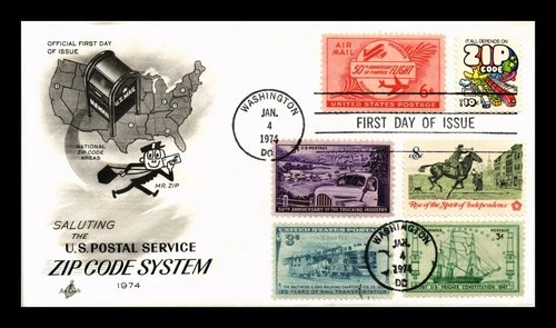 US COVER COMBINATION FIRST DAY OF ISSUE ARTCRAFT 1974 SALUTING ZIP CODE SYSTEM