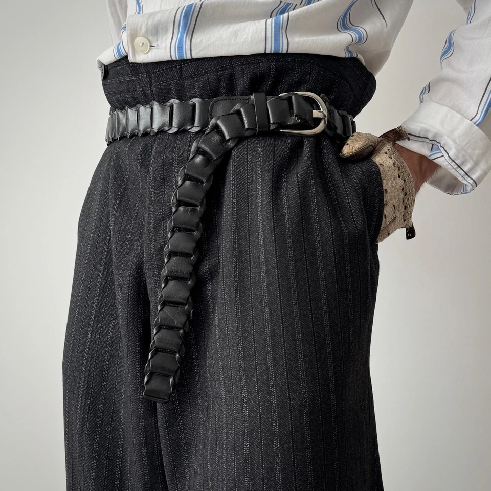 Pantalones suizos a rayas con tirantes cola de pescado a medida vintage de los años 40 de 1946 para hombre Foto 2 de 4