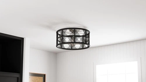 Quoizel AXF1722 Axford 5 Light 22"W Semi-Flush Drum Ceiling - Black - Picture 4 of 12