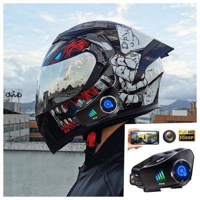 Bluetooth Full-face Motorcycle Helmet Camera Recorder Headset Motorbike Helmets