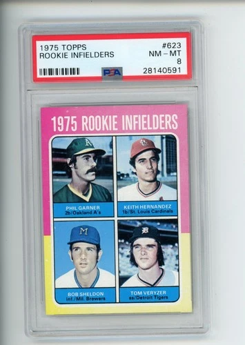 1975 Topps Garner Hernandez Sheldon Veryzer #623 Rookie Infielders PSA 8 NM-MT