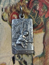 Jugendstil Amor Silber 800 Kettenanhänger Valentinstag Liebe Herz Charm selten