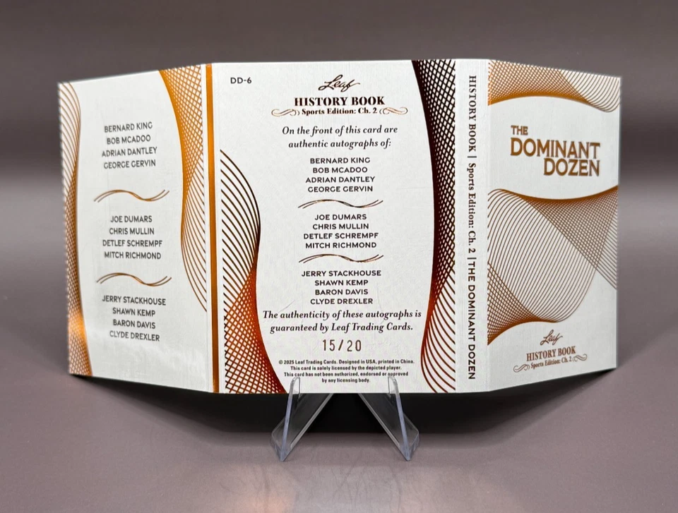 Libro de historia Leaf 2025 - Docena dominante 12 autos - Kemp/Gervin/Drexler +9 #15/20 Foto 2 de 2