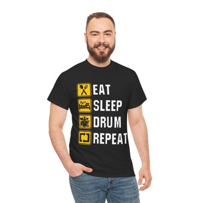 Eat Sleep Drum Repeat Unisex Heavy Cotton Tee