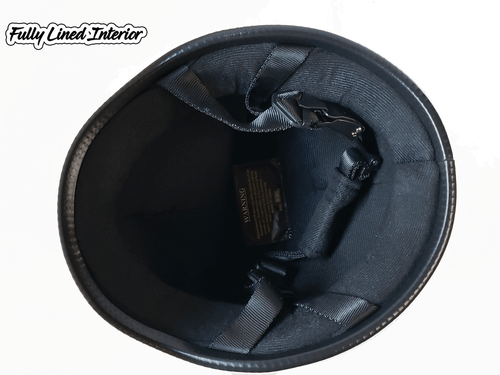 GERMAN HELMET GLOSS BLACK STYLE LOW PROFILE BIKER MOTORCYCLE NOVELTY HELMET - Foto 3 di 4