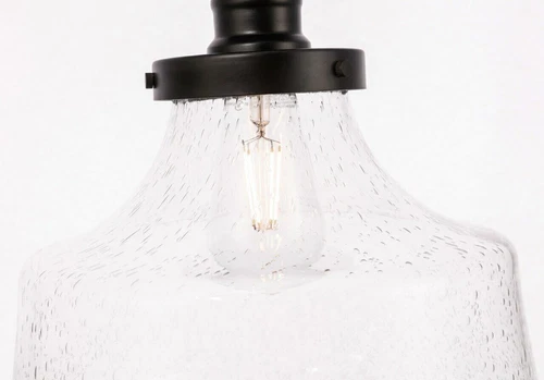 Flush Mount Bubble Glass Shade Black Kitchen Bathroom Hallway Light Fixture - Picture 10 of 11