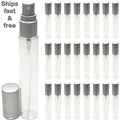 15ml empty perfume glass spray bottles matte silver lined caps