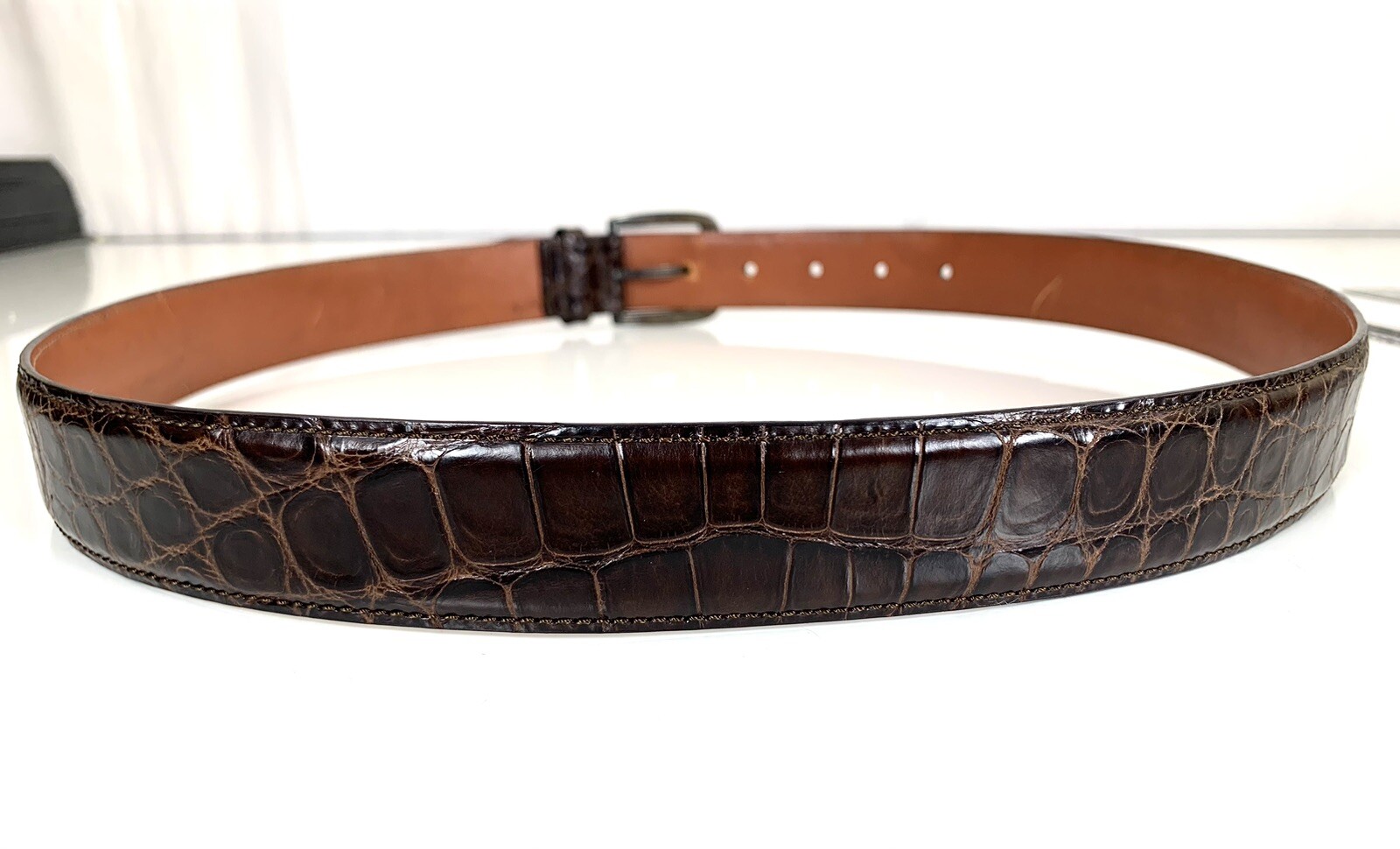 Salvatore Ferragamo Men's Brown Belt Logo Embossed Si… Gem