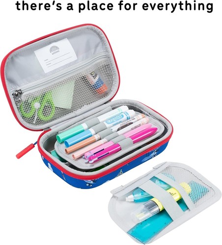Pencil Case for Girls And Boys - Large Kids Pencil Case with Mesh Storage Pocket - Picture 4 of 20