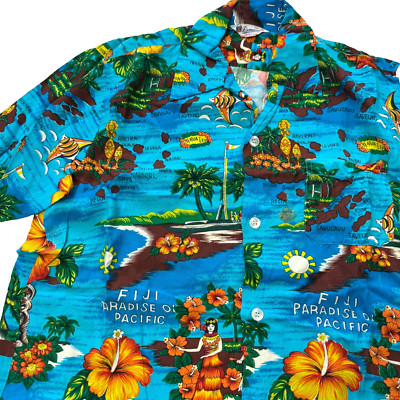 vintage 60s DESMOND FIJI HAWAIIAN Shirt M Rayon Hawaii Girl RARE 70s 50s