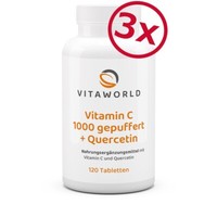 3Er Pack Vita World Vitamin C 1000 Gepuffert+Quercetin 3 X 120 Tabletten Vegan