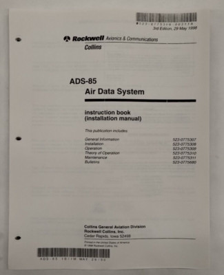 Collins ADS-85 Air Data System Instruction Book (Installation Manual)-Copy