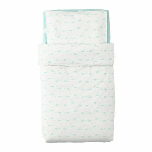 Ikea HIMMELSK 4-piece bed linen set for crib, turquoise - Image 4 of 4