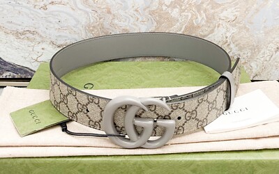Gucci GG Marmont Wide Canvas Grey Buckle Belt | eBay display picture 1
