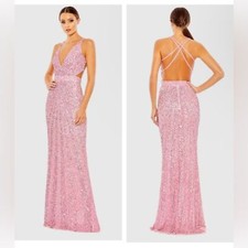 New 🎀 MAC DUGGAL Pink Criss Cross Back Sleeveless Gown sz: 0 ##5686