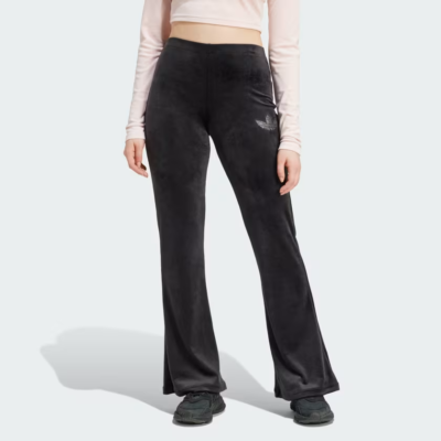 adidas Originals Women Velour Velvet Rhinestone Trefoil Flare Pant