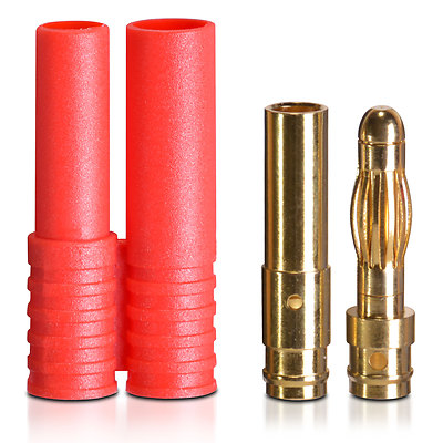 Goldkontaktstecker mit rotem Gehäuse 4.0 mm  1 Stk partCore 100033