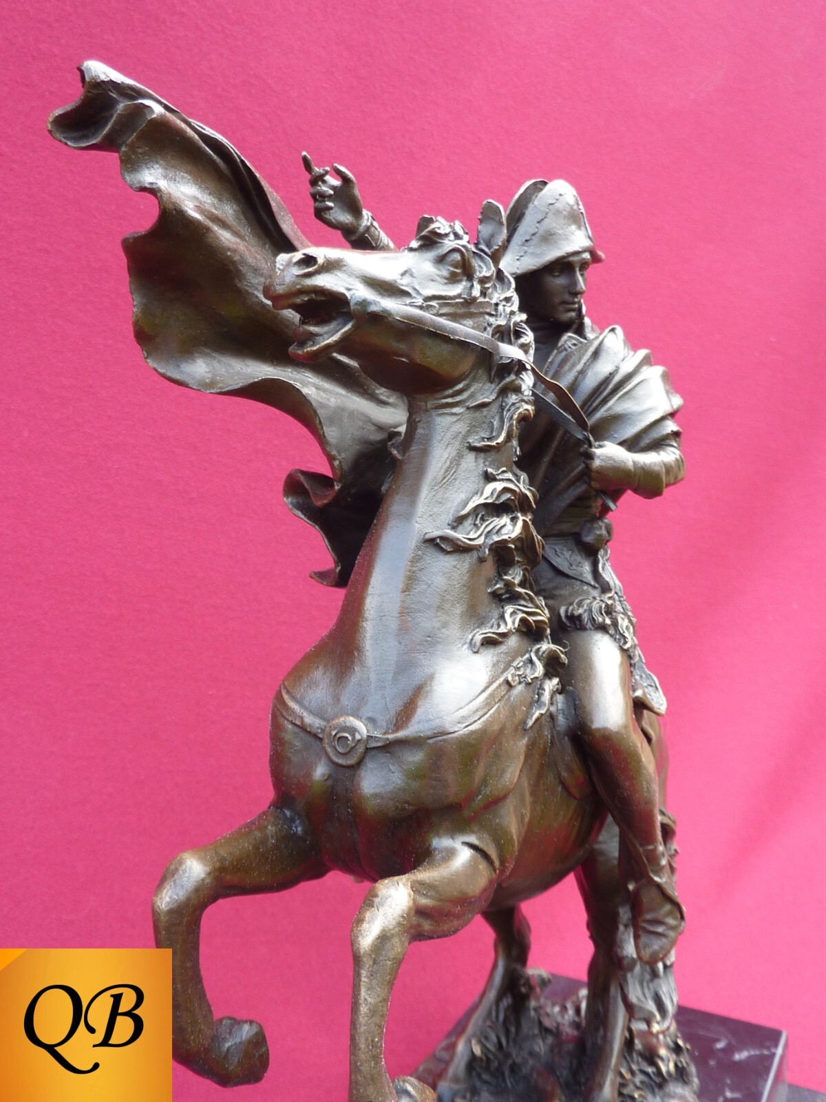 ART DECO BRONZE FIGURINE SCULPTURE STATUE NAPOLEON ON HORSE HOT CAST